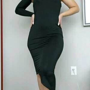 Women Stretchy Bodycon Dress  Black  Medium